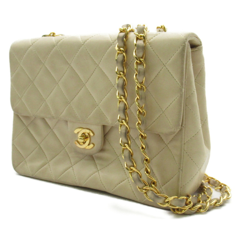 Chanel White Shoulder Matelasse Chain Lambskin Cream Bag